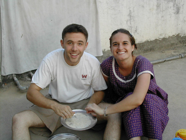 Ryan and Kendra sorting rice