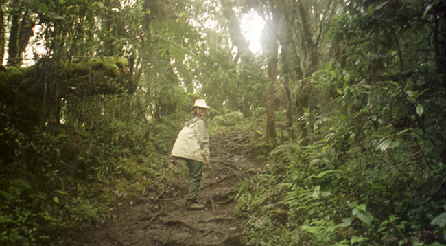 Laura with the daypack, day 1 of the trek