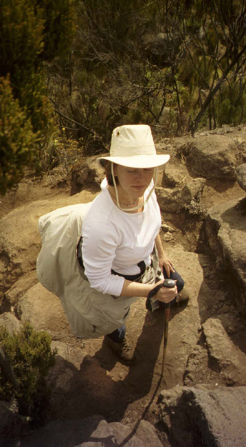 Laura's climbing some rocks