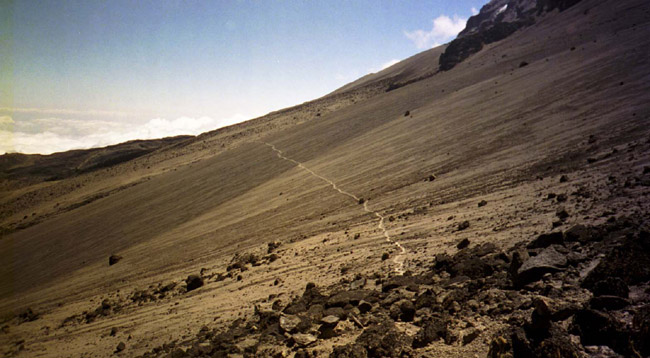 The trail across the desert behind us (Day 4)