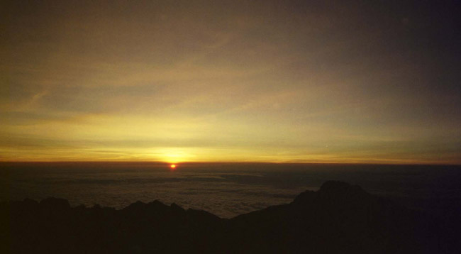 Dawn above aa "sea" of clouds